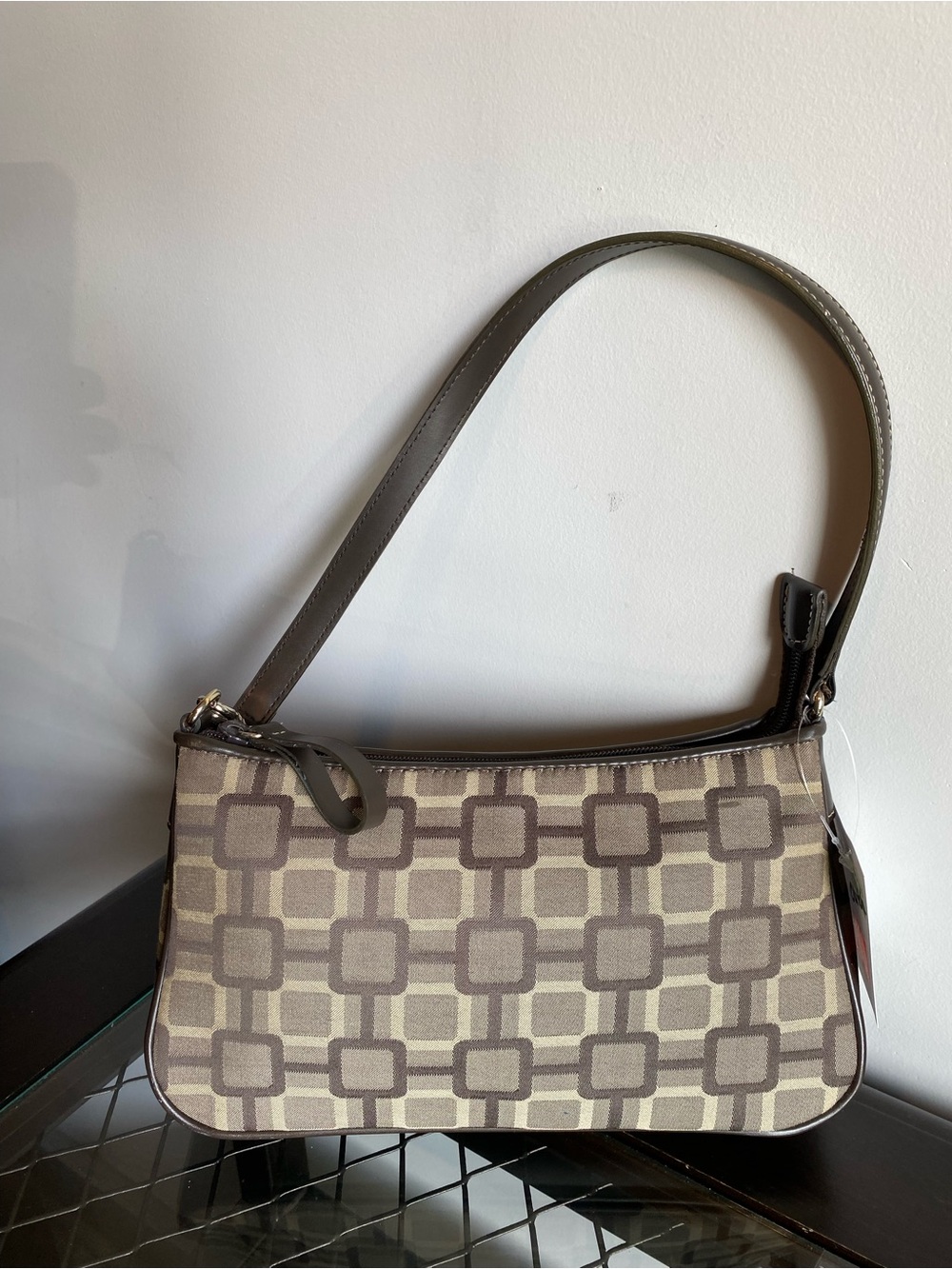 Nine West Taupe Geometric Shoulder Bag